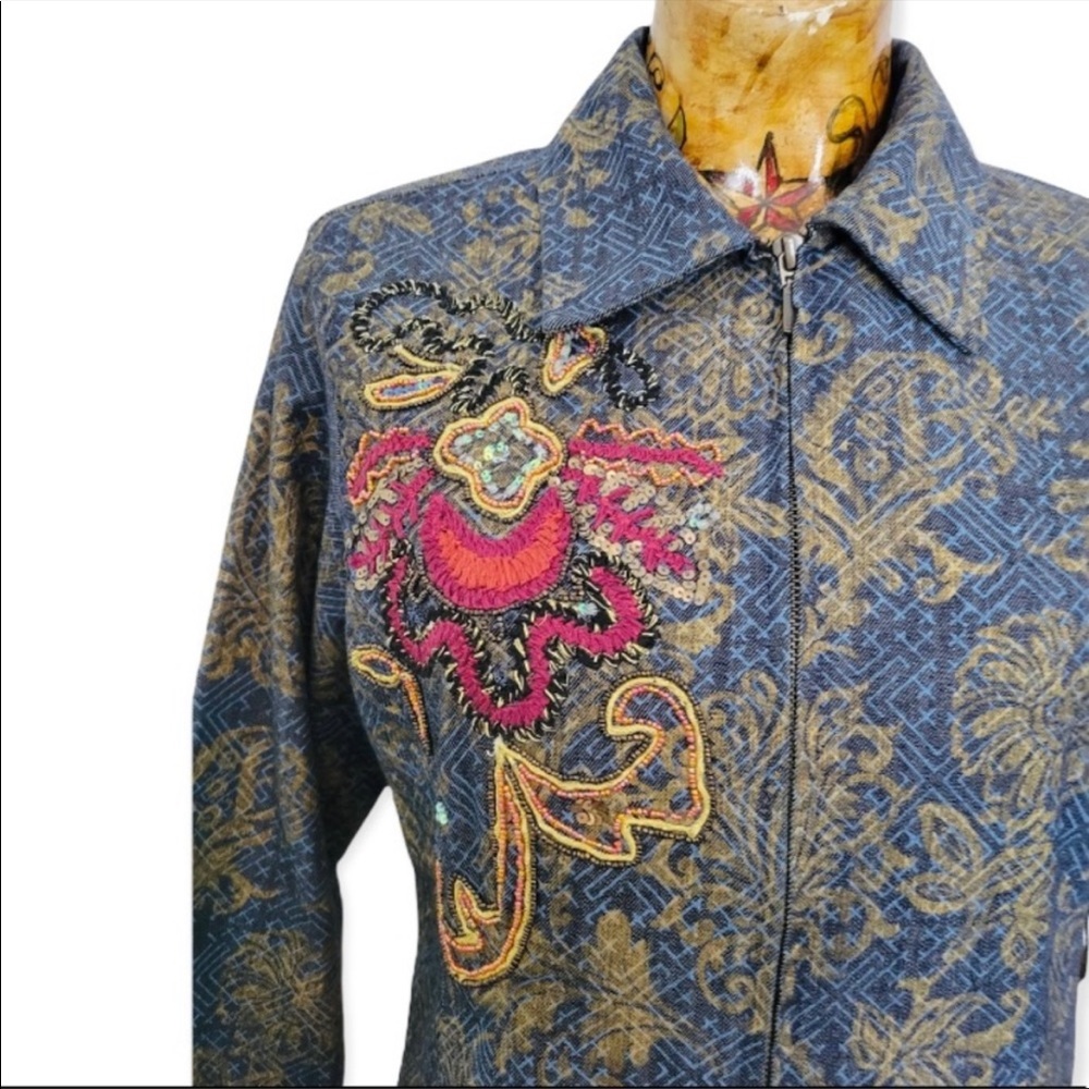 SOLD ๐จ Chico's Jacket Sz 1 MEDIUM long sleeve zip front - Picture 6 of 8